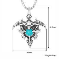 Bijoux Turquoise Design créatif de haute qualité, collier Vintage en acier inoxydable avec pendentif aigle avec effet 3D