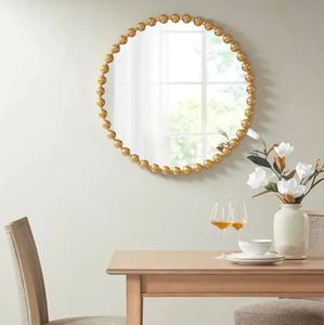 Espejo de Pared Ovalado con Cuentas, Marco Dorado con Perlas, Decorativo para Sala de Estar, Decoración <span class=keywords><strong>del</strong></span> Hogar, Venta al por Mayor - Product Image 4