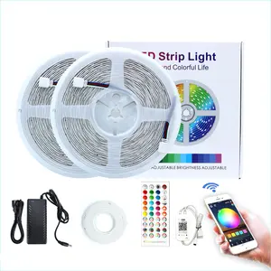 Conjunto de cinto de luz inteligente, alto brilho, 5050rgb 10m 300leds bluetooth, adaptador 2a de 12v