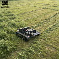 Nouvelles Offres Exceptionnelles : Tondeuse à Gazon Télécommandée 22 CV Monocylindre, Châssis Chenillé Industriel Tout-Terrain avec Pelle de Poussée, Certifiée CE