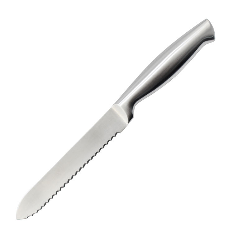Dao tiện ích nhà bếp răng cưa 5 Inch, tay cầm rỗng thép không gỉ nặng