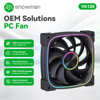 Ventilateur de boîtier PC SNOWMAN VK120-ARGB-BK 120mm Noir ARGB 76.8CFM à haut débit d'air, roulement hydraulique PWM 5V 3 broches, synchronisation, vente en gros