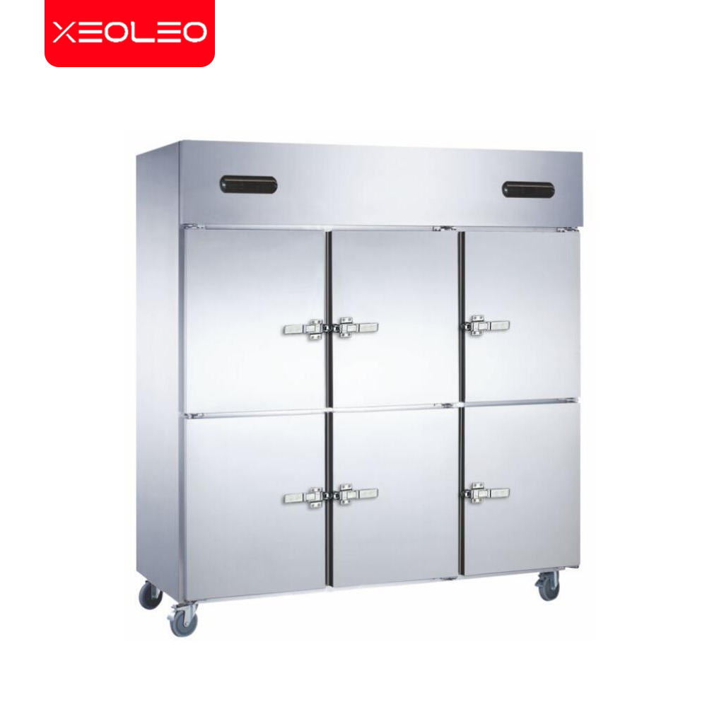 Холодильное оборудование XEOLEO для ресторанов, 6-дверный коммерческий кухонный морозильник из нержавеющей стали, вертикальный морозильник л