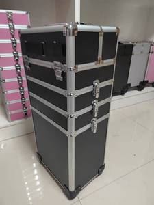 4 in 1 Professional Large Hard Aluminum Cosmetic Rolling <strong>Travel</strong> Barber <strong>Case</strong> Salon Lockable Trolley <strong>Makeup</strong> Train <strong>Case</strong> with Wheels - Product Image 6