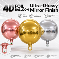 Nouveau petit 10 12 pouces 4D sphère feuille ballon couleur Pure aluminium 4D feuille ballon fête mariage décorations de noël