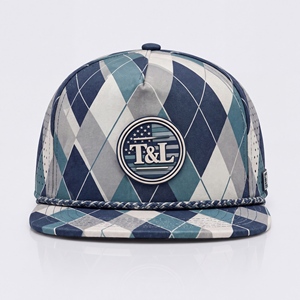 Golf <b>Cap</b> Argyle <b>Navy</b> Blue Teal Cream Waterproof PVC Patch Rope 5 Panel Perforated Breathable Snapback Gorras <b>Men</b> Women - Product Image 2