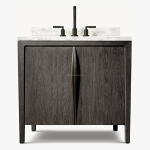 <span class=keywords><strong>Mobile</strong></span> <span class=keywords><strong>Bagno</strong></span> Artigianale Moderno in Rovere, Lavabo con Top in Marmo di Carrara a 2 Ante per Villa, <span class=keywords><strong>Mobile</strong></span> Lavabo Nordico, Essenziale per la Sala <span class=keywords><strong>Bagno</strong></span> - Product Image 4