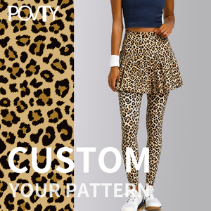 Leggings jupe pour femme POVTY avec logo personnalisé, longueur 7/8, avec poches intérieures pour le yoga, le tennis, respirant, pantalon serré - Product Image 4