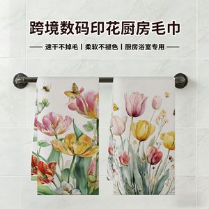Floral Kitchen <b>Towels</b> 45x66cm <b>Microfiber</b> Set Of 2 For Home Decor And Dish Use - Product Image 5