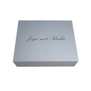 Caja de papel con imán Simple plegable gris impresa personalizada, caja de papel rígida reciclable de lujo para zapatos