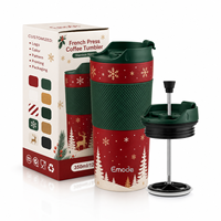 Mug de voyage isotherme à double paroi en acier inoxydable 350 ml 450 ml, type French Press, portable pour le camping