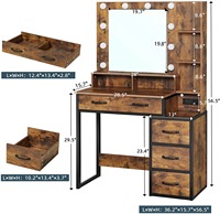 Meuble de toilette de chambre à coucher rustique et simple en vente chaude avec 10 lumières LED, coiffeuse avec miroir pour le maquillage