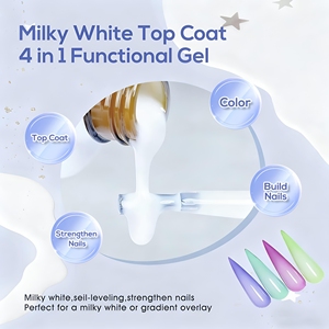 Esmalte de Uñas en Gel Blanco Lechoso Sin Capa Pegajosa, Gel UV LED Blanco Cremoso de 15ml, Top Coat de Larga Duración para Salón de Uñas - Product Image 2
