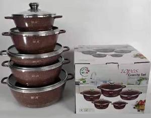 Ensemble de casseroles en aluminium pour famille, 10 pièces, 20/24/28/32 cm, casserole profonde, poêle peu profonde de 28 cm, revêtement antiadhésif en granit, compatible avec les cuisinières à gaz - Product Image 6