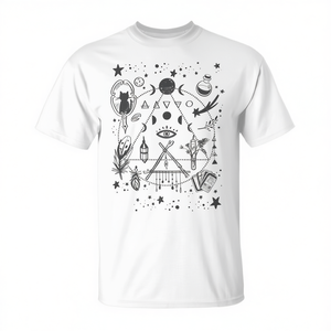 Camiseta Premium con símbolos místicos y triángulos, unisex, talla mediana para adultos - Product Image 2