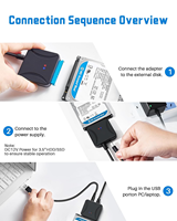 Kabel konverter Hard Drive eksternal adaptor SATA ke USB 3.0 harga pabrik untuk HDD SSD 2.5 3.5 inci dengan catu daya UASP
