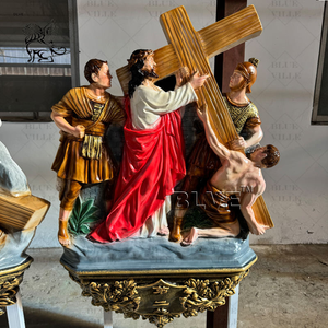 Décoration d'église BLVE, sculpture de Jésus en résine, crucifixion, fibre de verre, 14 stations du chemin de croix FRSD-6711, taille réelle - Product Image 4