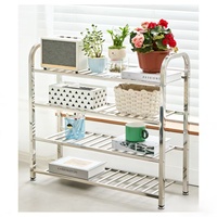 Meuble à chaussures moderne et audacieux en acier inoxydable, multifonctionnel, 4 étagères, rangement domestique, imperméable, durable, pour entrée