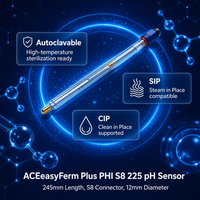 Capteur de pH pour la fermentation, électrode de pH pour la biotechnologie, électrolyte pressurisé autoclavable, réponse rapide, personnalisable OEM ODM