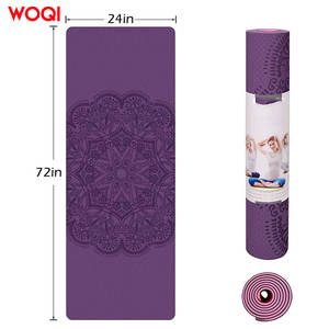 Tapis de yoga Woqi 72x24 pouces en TPE antidérapant, pliable, pour la maison, la danse, les exercices, couleur violette - Product Image 1