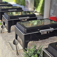 Peralatan Katering Mewah Pabrik Cina, Wadah Sajian Prasmanan, Chafing Dish Hitam, Penghangat Makanan