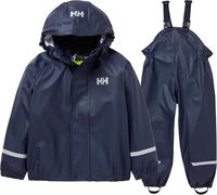 Maßgefertigter Wiederverwendbarer Kinder-Regenanzug PU Polyester Kinder Wasserdichter Sicherheits-Ganzkörper-Regenmantel mit Latzhose