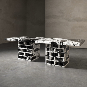 Đồ nội thất bằng đá cẩm thạch sang trọng hình chữ nhật hình dạng đá cẩm thạch rãnh vuông cơ sở đá tự nhiên bàn ăn - Product Image 6