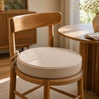 Coussin de chaise rond ergonomique moderne et imperméable avec sangles antidérapantes et bordure à passepoil pour cuisine, salle à manger, bureau à domicile