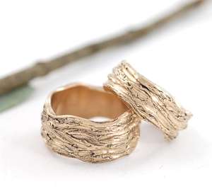 แหวนบานพับรูปปะการังทองและมุกวงแหวนใบต้นสนเปลือกต้นคริสต์มาสธรรมชาติ - Product Image 3