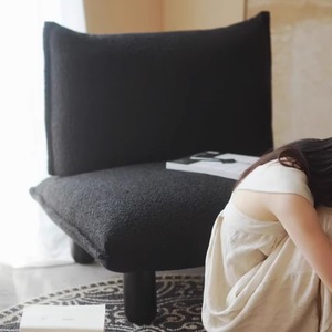 Sofá Negro Minimalista para Recepción de Salón, Apartamento Pequeño, Dos Plazas, Estilo Wabi Sabi - Product Image 4