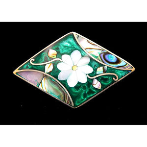 925 SS, madreperla, Abalone e combinazione di pendenti in smalto - Product Image 1