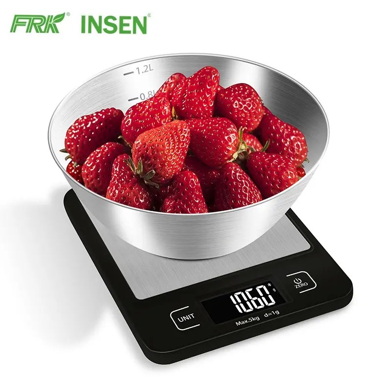Customization Stainless Steel 5Kg 11Lb Portable Digital Weight Kitchen Cake Baking Scales With Bowl
