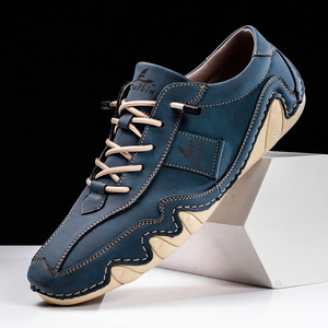 Chaussures de course décontractées tendance et polyvalentes en daim faites à la main pour hommes, semelle plate, couleur unie, antidérapantes, légères - Product Image 3