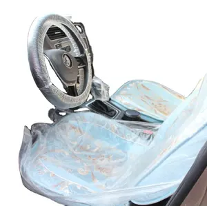 Cubierta desechable para asiento de coche, kit de cubierta de plástico impermeable, transparente, 5 en 1