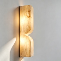Lámpara de Pared de Alabastro Español con Forma de Reloj de Arena, de Piedra Prensada, en Cobre/Hierro, LED Regulable, Alto CRI 90, para Dormitorio u Hotel