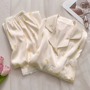 Haute qualité femmes pyjamas pantalons <span class=keywords><strong>jolie</strong></span> femme chemise de nuit vêtements de nuit vêtements de nuit rose filles col en v dames manches chemises de nuit - Product Image 6