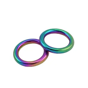 Nolvo World 4 Size 16mm 18mm 25mm 30mm Rainbow Metal Parts Hardware Welded Rings Metal Rainbow Solid Cast O Ring For Bag