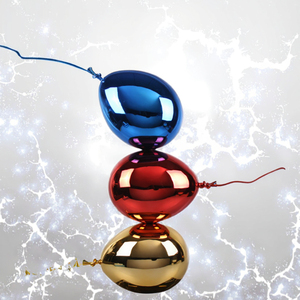 Escultura de Globo de Resina y Mármol con Recubrimiento Colorido Evelyn, en Dorado, Rojo y Azul, para Decoración Art <span class=keywords><strong>Deco</strong></span> del Hogar, Oficina o Galería de Arte - Product Image 3
