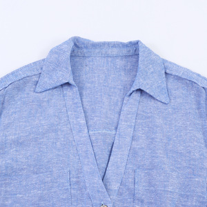 Robe chemise midi boutonnée en lin pour <span class=keywords><strong>femme</strong></span>, collection Printemps 2026, coupe décontractée, avec ceinture – Style vintage, fabrication OEM par usine <span class=keywords><strong>de</strong></span> vêtements chinoise - Product Image 3