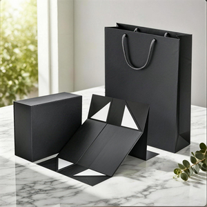 Gold Foil <b>Magnetic</b> Closure Self-Erecting Paperboard Mailer <b>Gift</b> <b>Box</b> with Rectangle Shape Handle Die Cuts for Craft Packaging - Product Image 2