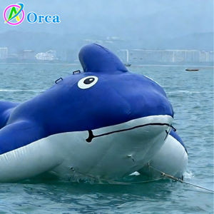 เรือลากจูงรูปวาฬสีน้ำเงินแบบเป่าลมใหม่ เรือเป่าลมรูปสัตว์วาฬ เรือลอยน้ำเป่าลม ของเล่นลากจูงเป่าลม เกมกีฬาทางน้ำ - Product Image 4