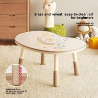 Bureau d'apprentissage réglable pour enfants, style chinois, en MDF durable, table en forme d'arachide, pour salon, maison, écriture, maternelle, éveil précoce