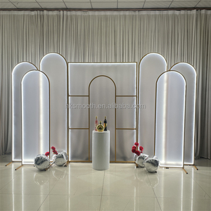 ฉากหลังงานแต่งงานดีไซน์ใหม่ สวยงาม พร้อมไฟ LED ตกแต่งซุ้มโค้ง - Product Image 1