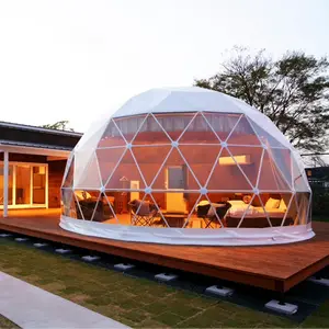 Çelik yapı ile büyük kubbe yuvarlak çadır açık kamp taban topu çadır tasarımı için küresel yıldız odası