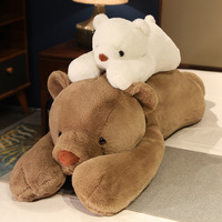 Peluche ours polaire couché super mignon, grand oreiller, poupée câlin pour lit de fille avec rembourrage en coton PP