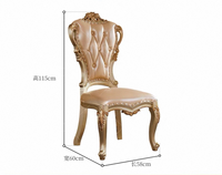 Chaise de salle à manger en bois massif antique européenne de luxe, mobilier de restaurant classique et élégant