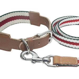 Ensemble collier et laisse pour chien en cuir et nylon de luxe, réglable, résistant, collier et laisse tendance pour chiens de taille moyenne et grande, pour la promenade et l'entraînement - Product Image 3