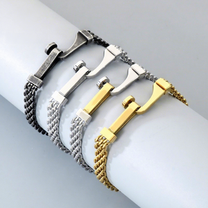 Bracelet chaîne cubaine en acier inoxydable pour homme, style hip-hop, design simple et original, chaîne à maillons cloutés - Product Image 2