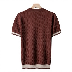 Pull en laine/acrylique à manches courtes pour homme, couleur unie, col rond, respirant, séchage rapide, pull d'hiver, coupe confortable de qualité supérieure - Product Image 5