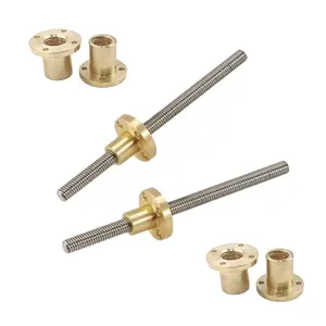 CNC 32mm Trapezoidal Screw Threaded Rod Brass Jack Lift And Gearbox Trapezoidal Lead Screw And Nut Tr32*6mm